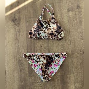 Universal Leopard Floral Bikini Halter Medium